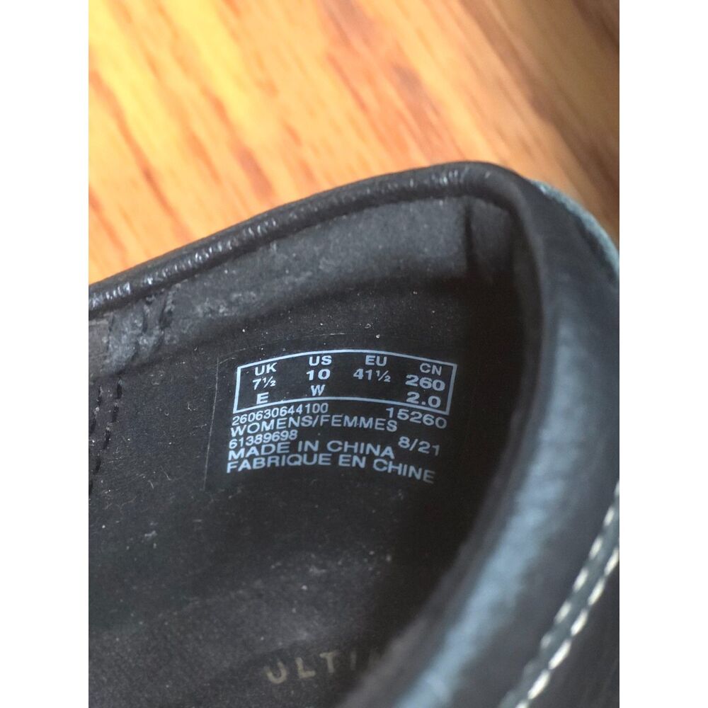 Clarks Ultimate Comfort Black Leather Slip On Loafers Clogs Size 10 W Wide